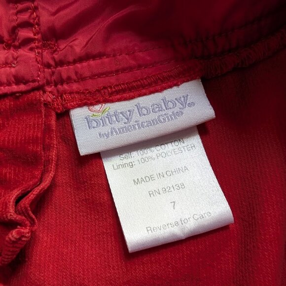 Bitty Baby by American Girl Fall Flowers Red Corduroy Girls Dress 7Y - Picture 4 of 12